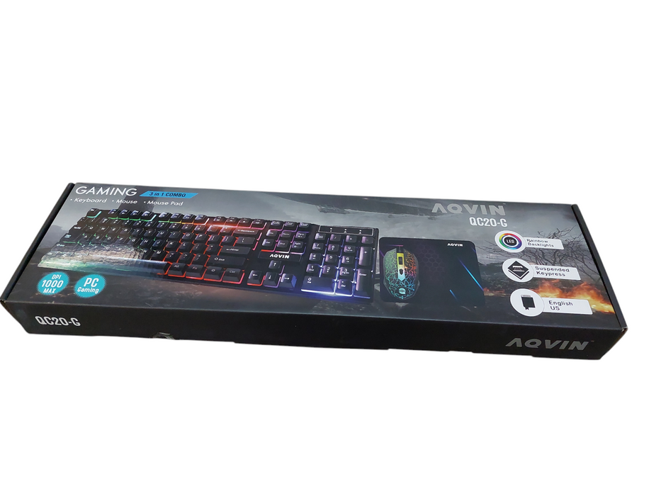 AQVIN 3 in 1 Combo Gaming RGB Keyboard Mouse & Pad Model: QC20-G  =