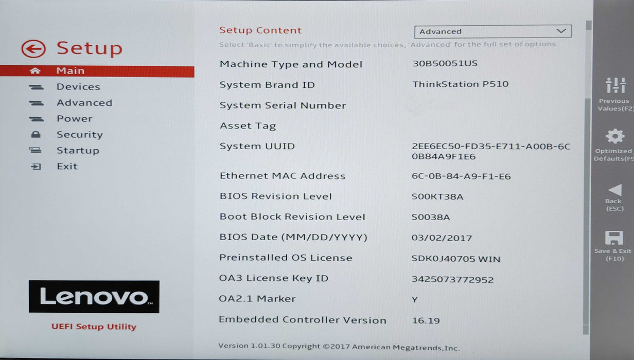 Lenovo ThinkStation P510, Xeon E5-1620v4, 64GB DDR4, M2000, No HDD