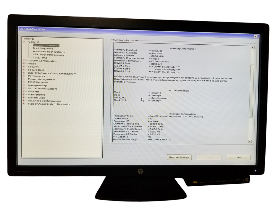 Dell OptiPlex 5070 SFF | Core i5-9500 | 8GB DDR4 | 256GB NVme