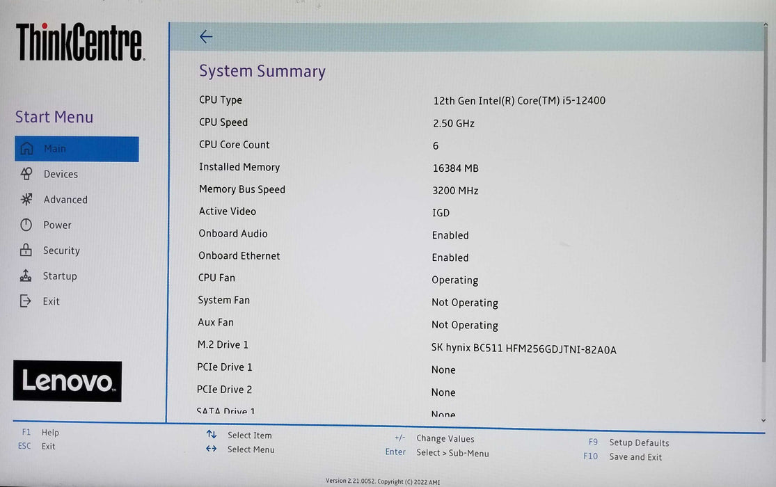 Lenovo Thinkcentre M70s Gen3 SFF 12th Gen Cor i5-12400 CPU 16GB RAM 256GB