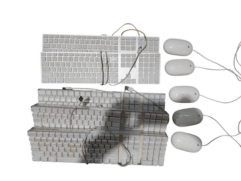 Lot 5x Assorted Apple Keyboards (Model A1234 & A1048) with Mice