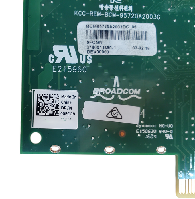 Dell Broadcom 00FCGN Dual Port 1Gbps Ethernet Card