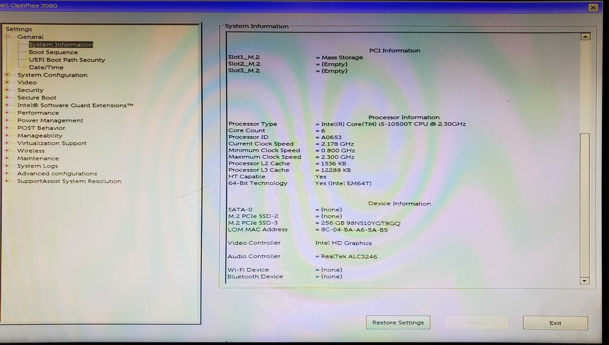 Dell OptiPlex 7080 Micro, i5-10500T 2.30GHz, 16GB DDR4, 256GB NVMe Q