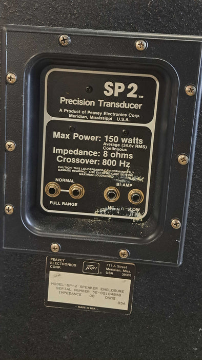 Pair of Vintage Peavey SP 2 Precision Transducer 2-Way Loudspeakers