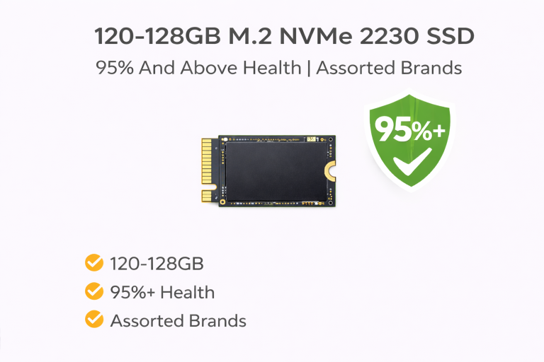 120-128GB m.2 NVMe 2230 SSD | 95% And Above Health | Mixed Brands Q&