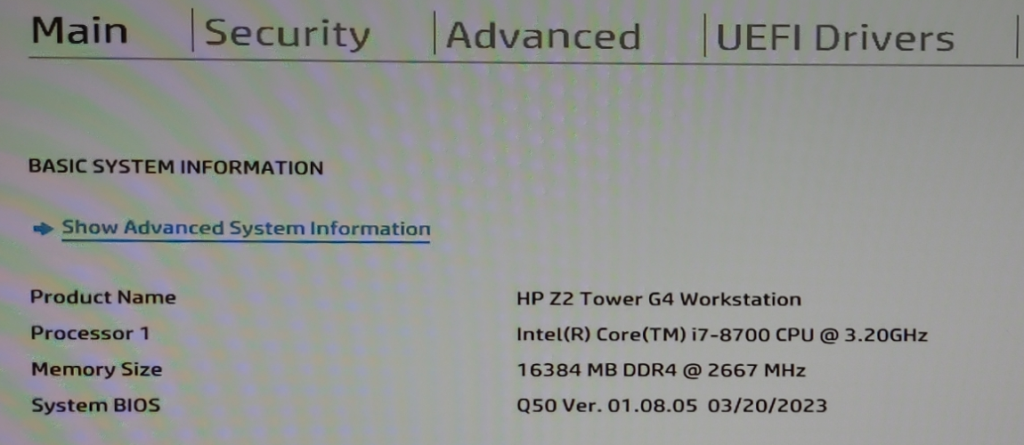 HP Z2 Tower G4 Workstation Intel i7 8700 3.20GHz 16GB RAM, NO HDD -