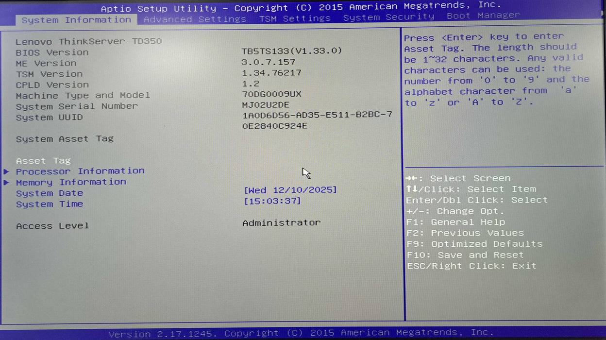 Lenovo ThinkServer TD350 15x 3.5" |1x Xeon E5-2620 v3, 24GB DDR4, 1x PSU )