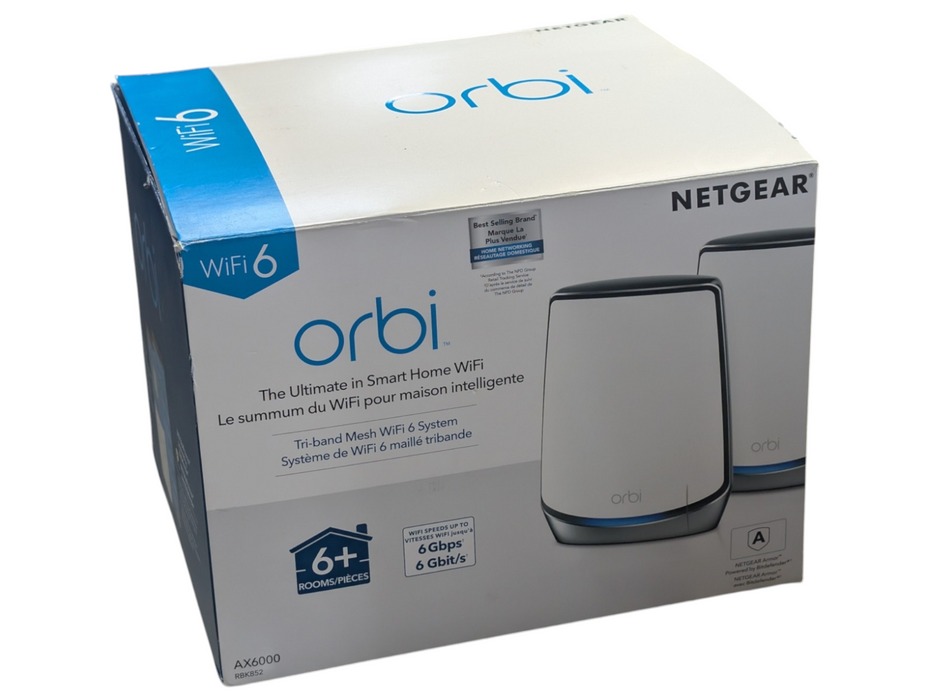 New NETGEAR Orbi WiFi 6 AX6000 RBK852 Smart Home WiFi Tri-Band Mesh WiFi 6 -