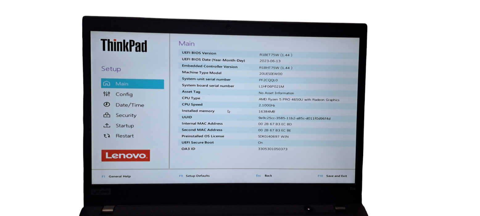 Lenovo ThinkPad T14 Gen 1 AMD Ryzen 5 PRO 4650U|16GB RAM|120GB NVMe|READ  Lap200