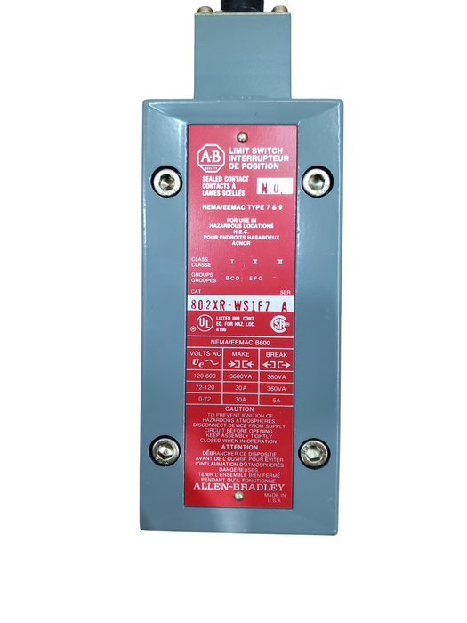 Allen-Bradley 802XR-WS1F7 Limit Switch *READ*