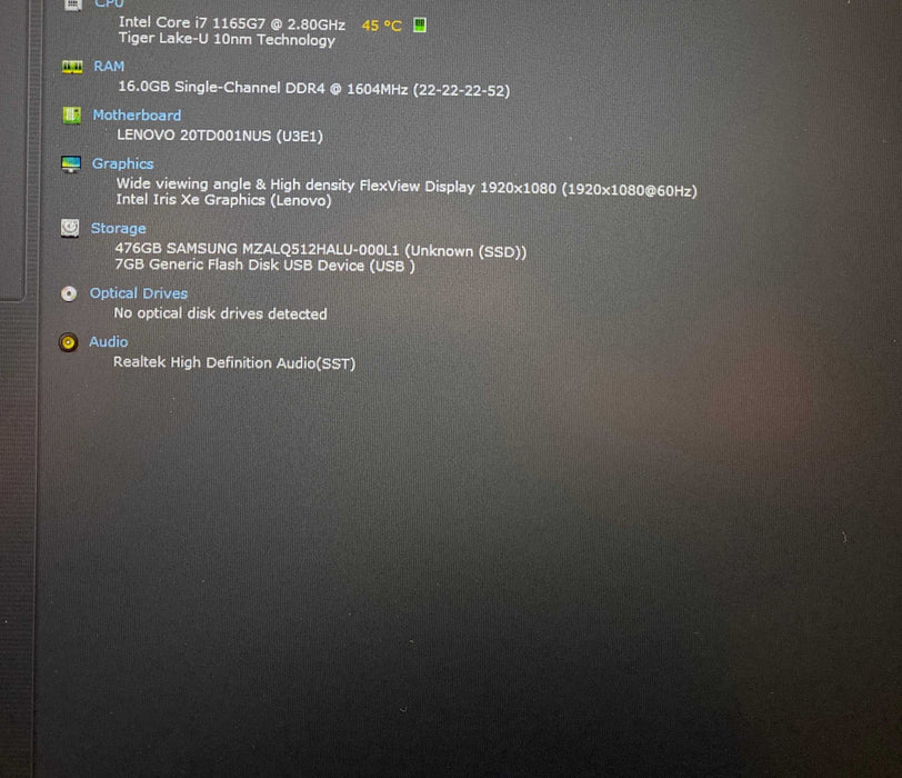 Lenovo ThinkPad E15 Gen 2 Core i7-1165G7@2.80GHz 16GB RAM 512GB SSD  Lap200