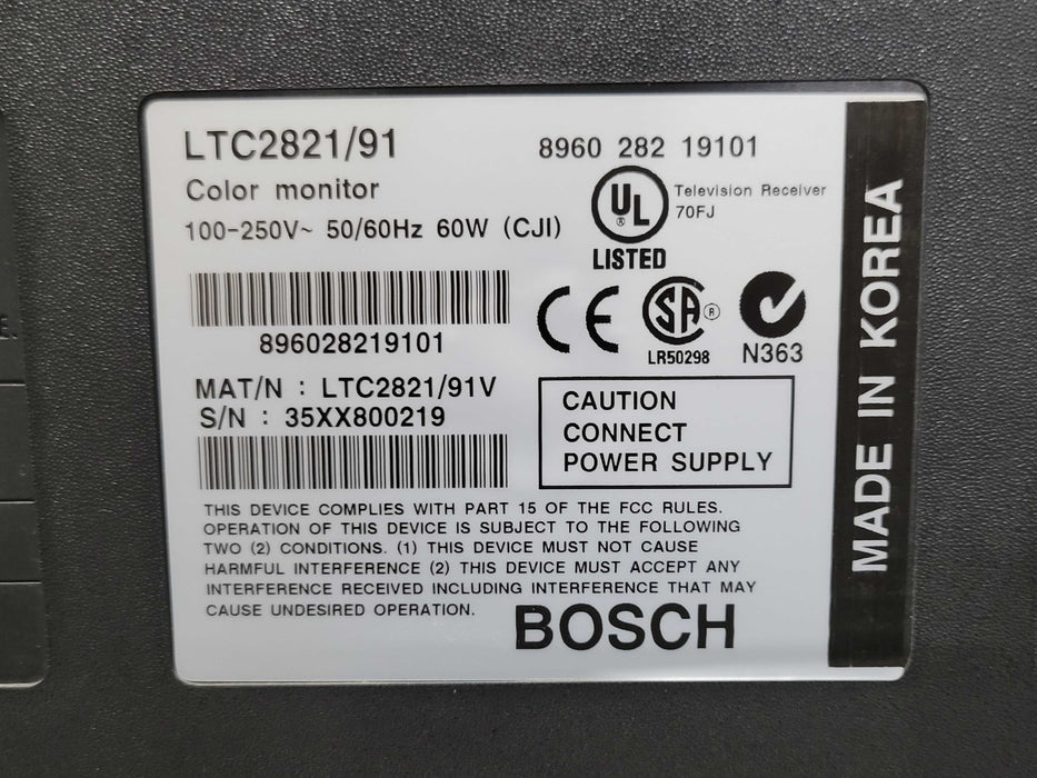Bosch LTC2821/91 21" High Resolution Color CCTV Monitor, READ _