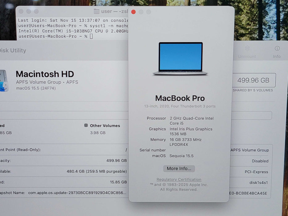 Apple Macbook Pro 2020 13" 4-Core i5-1038NG7 @ 2.0GHz 16GB DDR4 500GB SSD