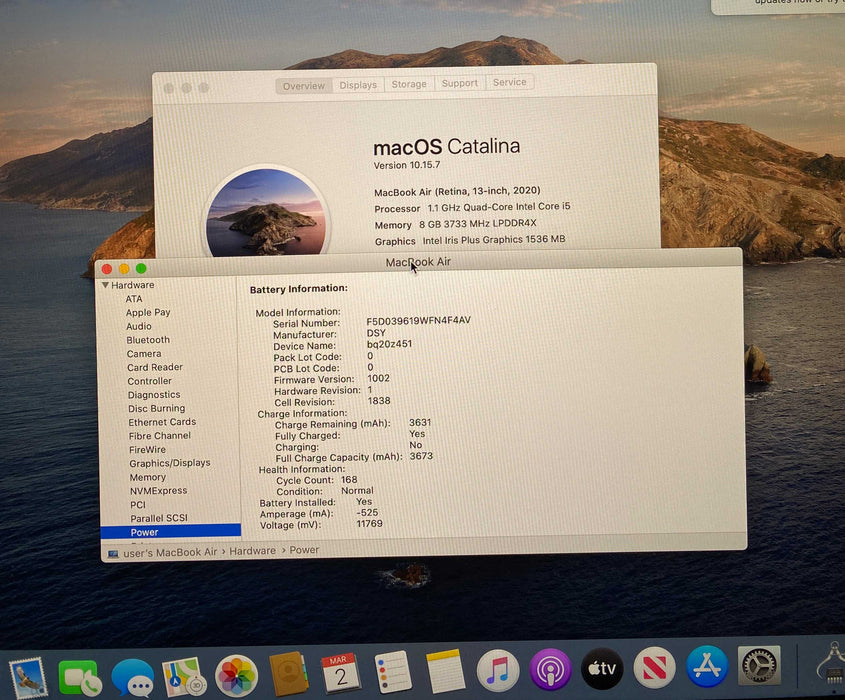 Apple MacBook Air 13" 2020 i5-1030NG7@1.10GHz 8GB RAM 512GB SSD READ