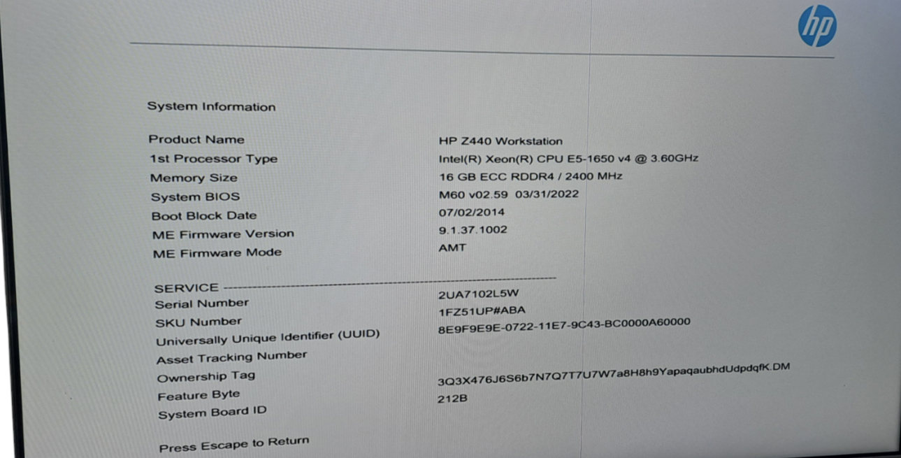 HP Z440 Workstation |Xeon E5-1650 v4 @ 3.6GHz |16GB DDR4|GTX 970 4GB