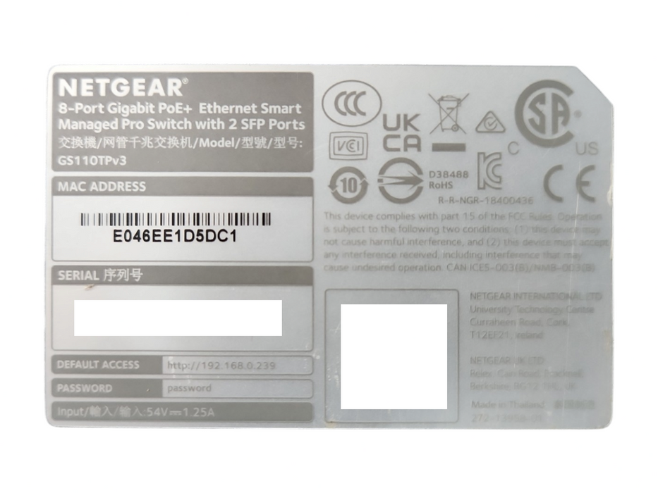 NETGEAR ProSafe GS110TP 8 Ports Wall-Mountable Gigabit Ethernet Switch