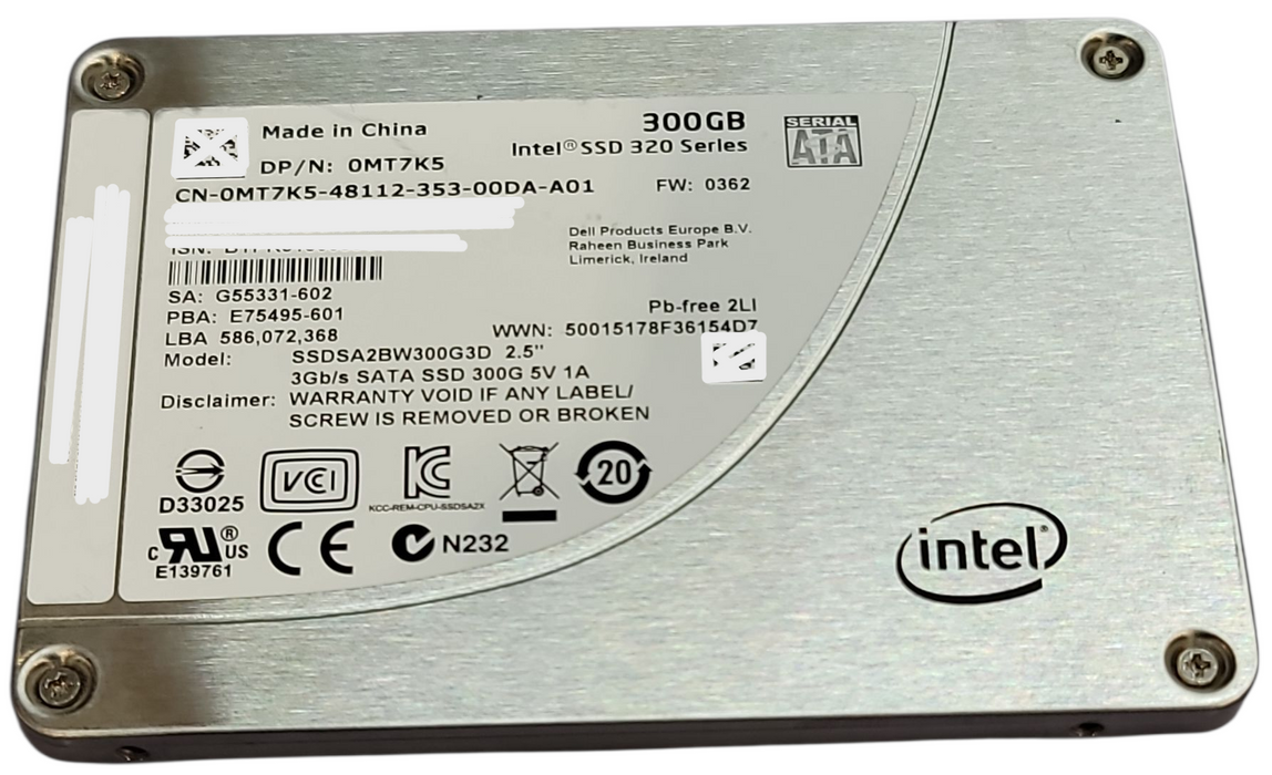 Lot 15x 300GB SATA 2.5" 7mm Intel / Dell Laptop SSD - Assorted Models +