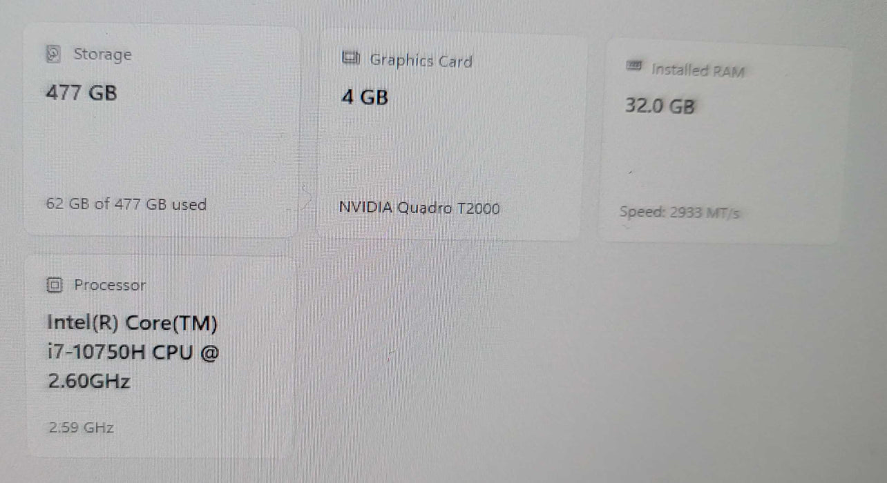 Lenovo ThinkPad P17 i7-10750H 32GB RAM 512GB Quadro T2000 β Lap200
