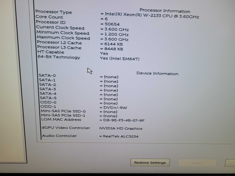 Dell Precision T5820 - Xeon W-2133 32GB DDR4 NO HDD 950W PSU %