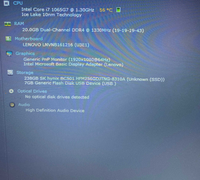 Lenovo IdeaPad S340-15IIL Core i7-1065G7@1.30GHz 20GB RAM 256GB SSD  Lap200