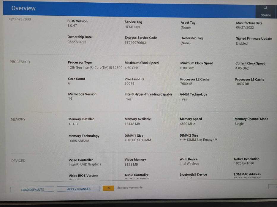 DELL OptiPlex 7000 micro Intel Core i5-12500 16GB RAM 256GB NVMe SSD !