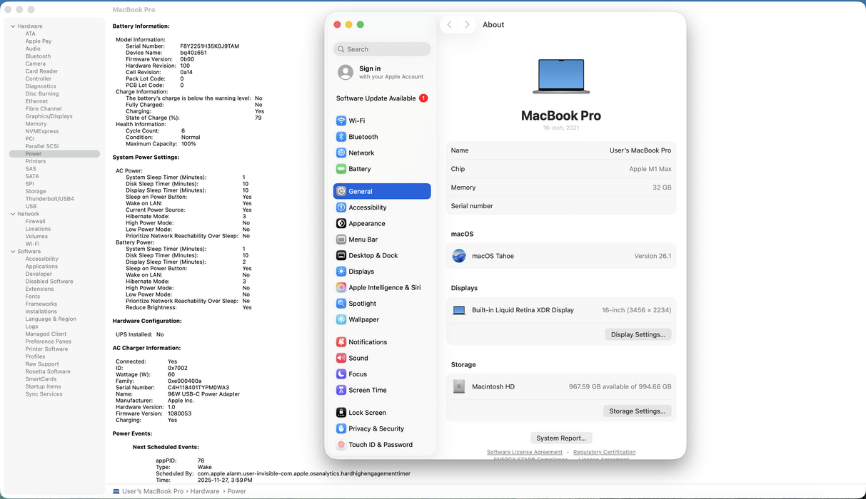 Apple MacBook Pro A2485 2021, M1 MAX 32GB Unified RAM 1TB Storage