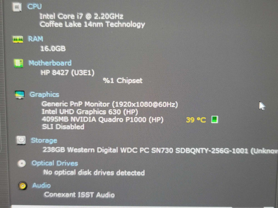 HP ZBook Studio G5 i7-8750H 16GB DDR4 Quadro P1000 256GB SSD  β Lap200