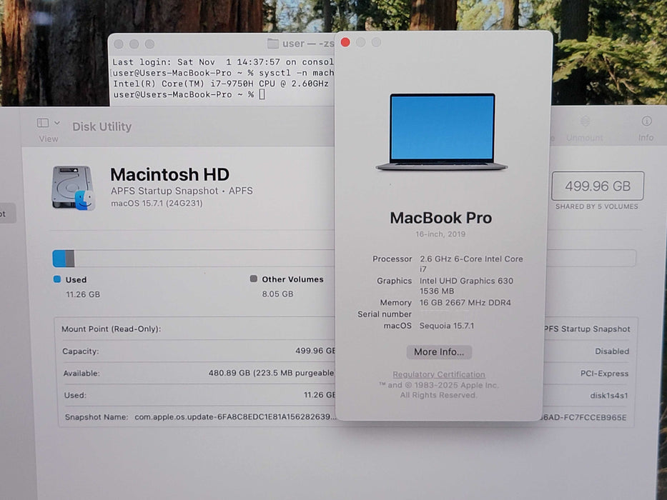 Apple Macbook Pro 2019 16" 6-Core i7-9750H@2.6GHz 16GB DDR4 500GB SSD GPU