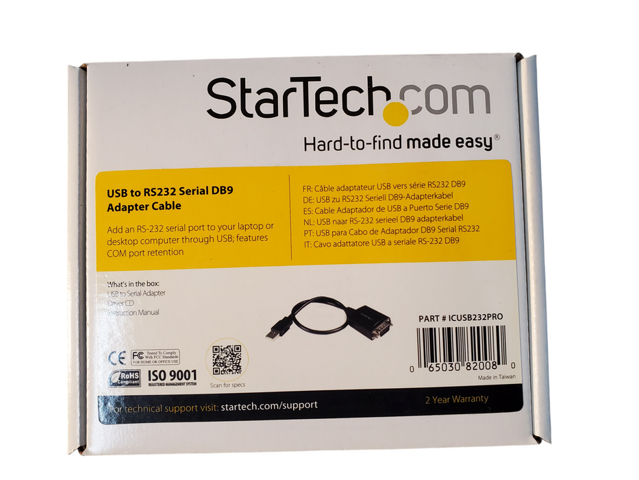 STARTECH USB to RS232 Serial DB9 Adapter Cables ICUSB232PRO