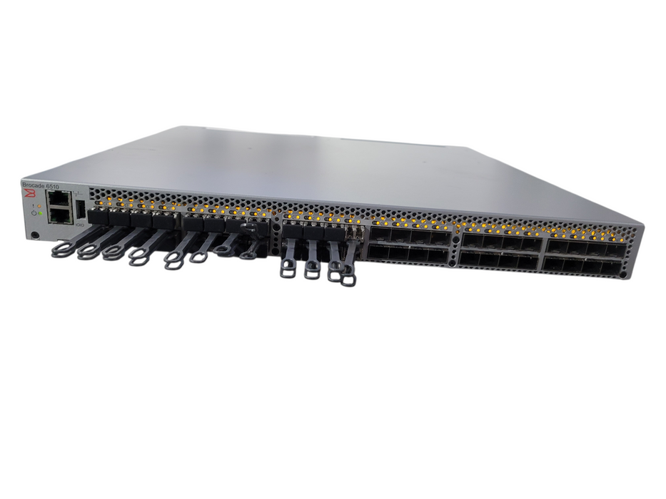 Brocade 6510 BR-6510-24-16G-R Fibre Channel Switch – 24 Active Ports, 2x PSU