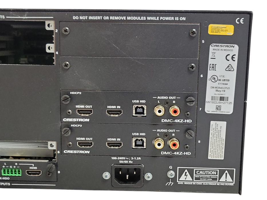 Crestron DM-MD8X8-CPU3 8x8 DigitalMedia Switcher w/ 5x Cards, See detail  _