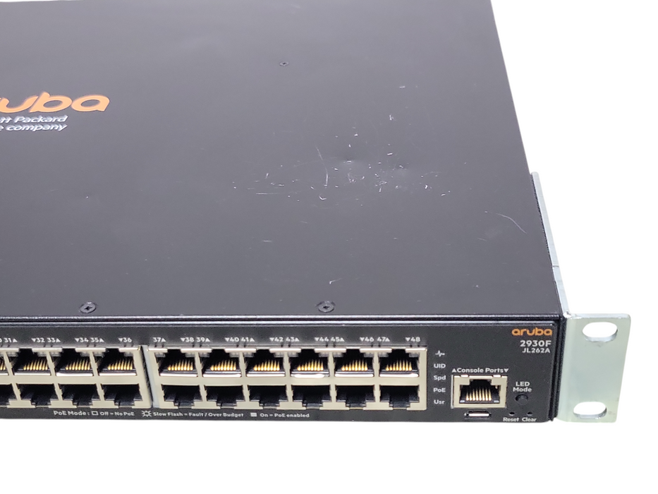 Aruba 2930F JL262A 48-port Gigabit PoE+ 370w 4x SFP Network Switch w/ Ears _