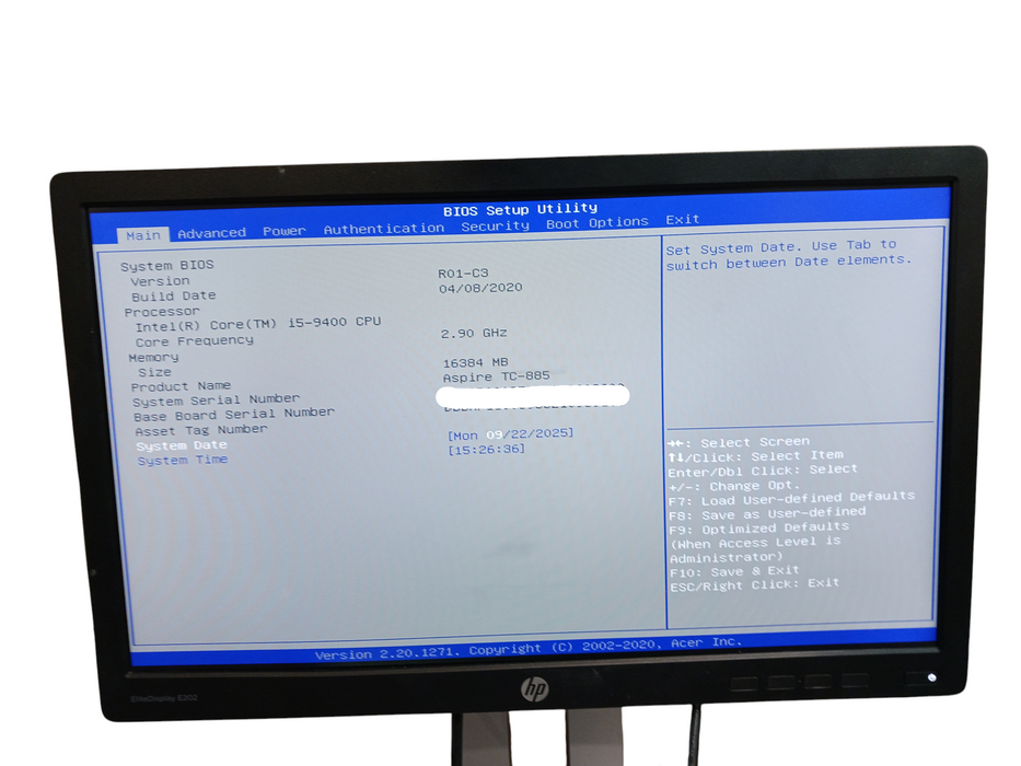 Acer AspireTC-885-ES18 Tower Intel i7-9700 @2.90Ghz 16GB DDR4 No HDD Q