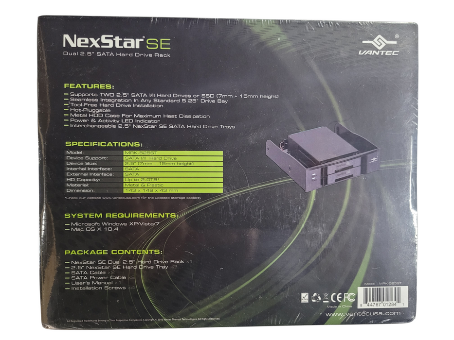Vantec NexStar SE Dual 2.5-Inch SATA Hard Drive Mobile Rack MRK-525ST