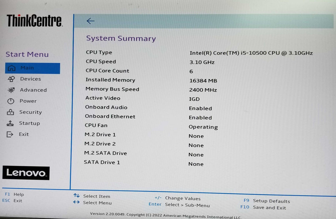 Lenovo ThinkCentre M90q USFF i5-10500 CPU 3.10GHz 16GB RAM - No HDD w/ AC Q