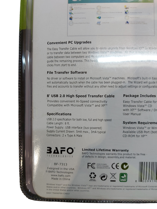 Lot 6x Bafo Technologies USB to USB 2.0 8ft Cable Type A Male 5mA BF-7313