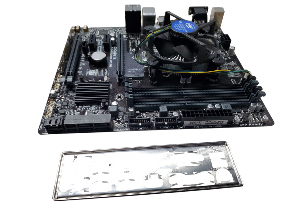 Gigabyte GA-H170M-DS3H Motherboard w/ i5-6500 CPU w/iO Shield -No Ram