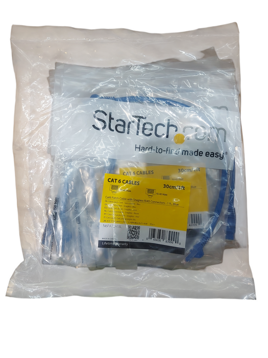 Lot 50x - StarTech Cat6 Patch Cable Snagless RJ45 -1ft Blue N6PATCH1BL Q