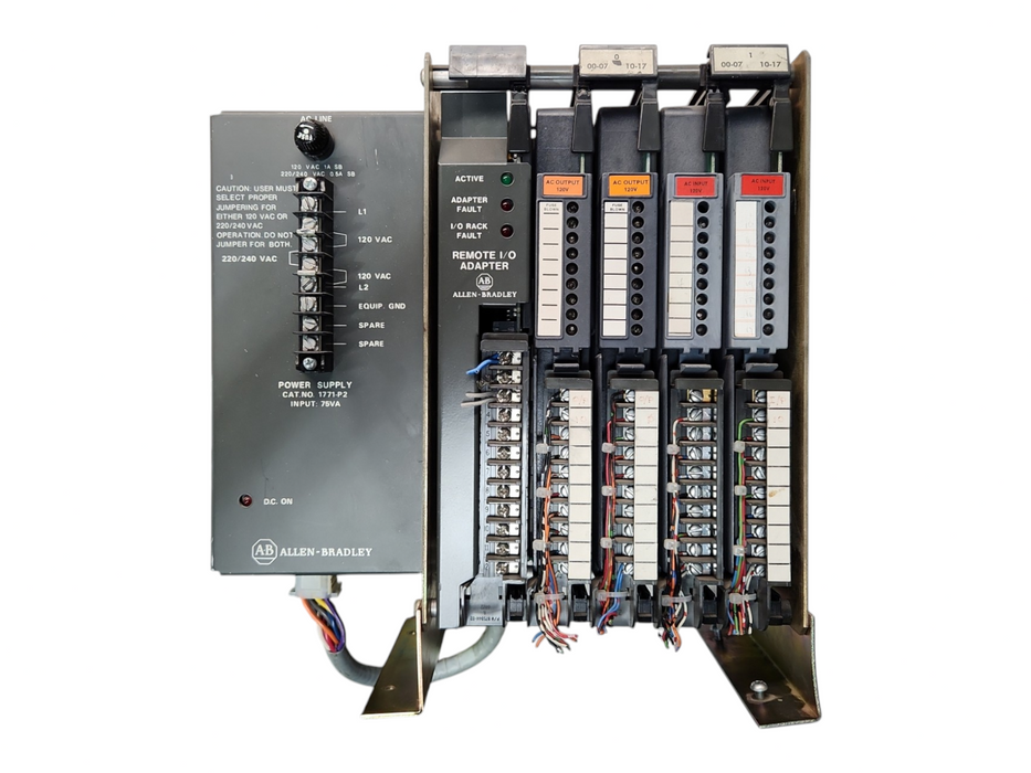 ALLEN BRADLEY 1771-AA Chassis w/ 1771-P2, 4x Module, READ