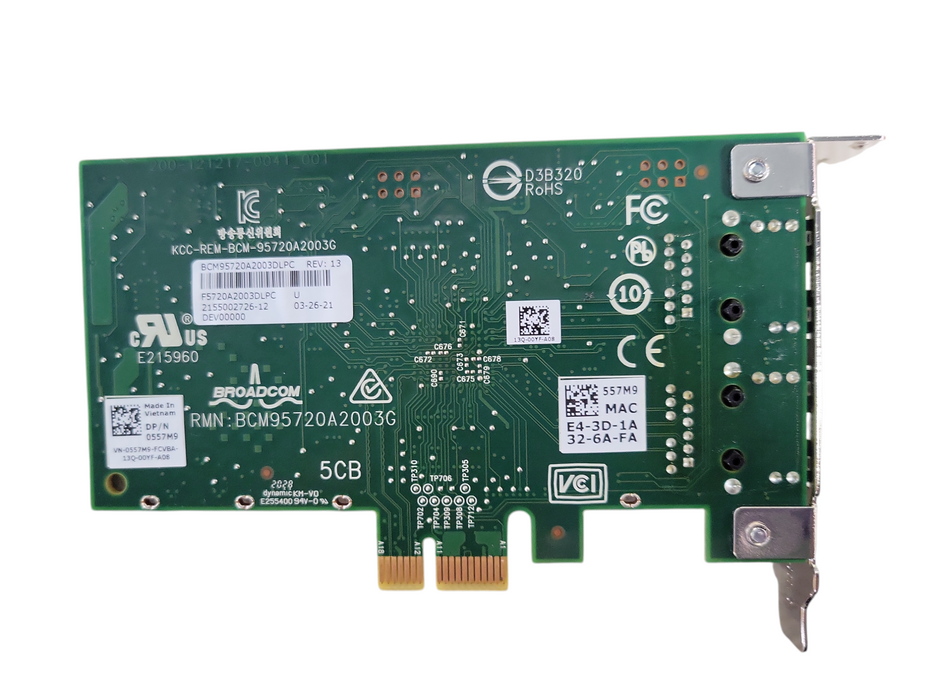 Dell Broadcom 0557M9 Dual Port Gigabit Ethernet Card Low Profile !