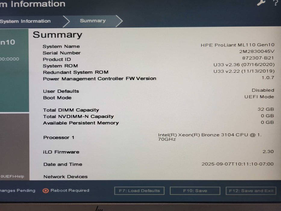 HPE ProLiant ML110 Gen10, Xeon Bronze 3104 1.70GHz, 32GB DDR4, S100i SR G10 _