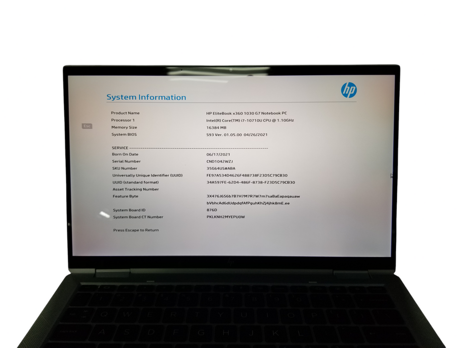 HP EliteBook x360 1030 G7 TOUCH Intel Core i7-10710U 16GB RAM 256GB NVMe Q Lap200
