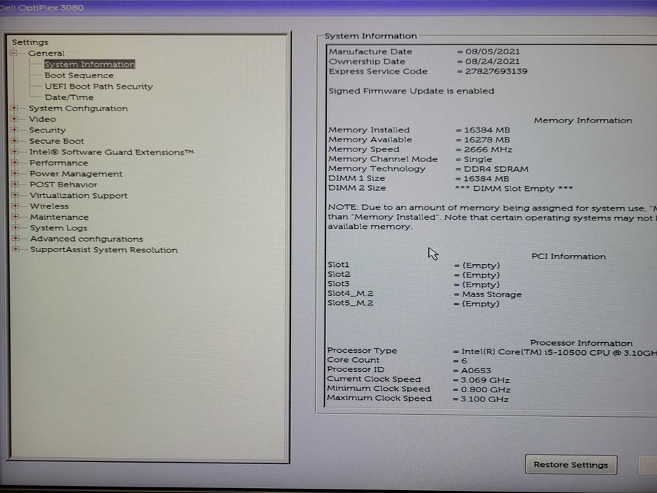 DELL OptiPlex 3080 Micro, Core i5-10500 3.10GHz, 16GB DDR4, 256GB NVMe _