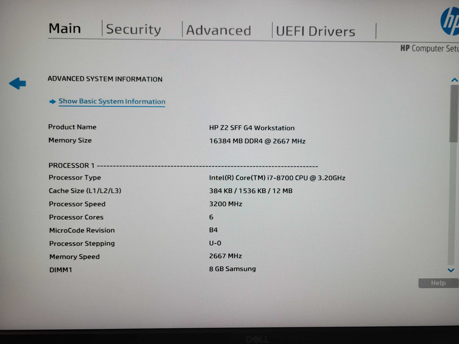 HP Z2 SFF G4 Workstation, Core i7-8700 3.20GHz,  16GB DDR4, No HDD _