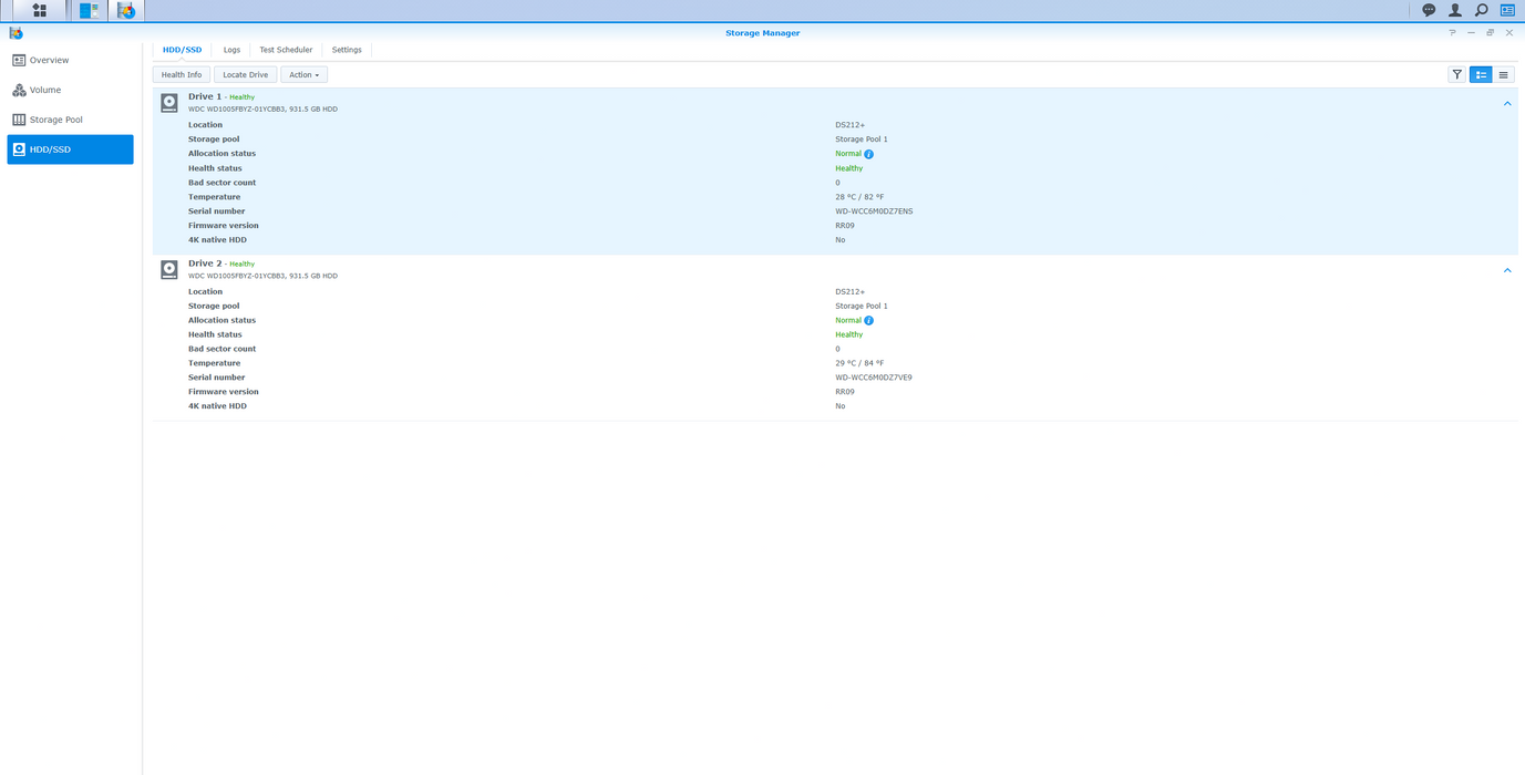 Synology DiskStation DS212+ 2-Bays NAS w/ 2x1TB HDDs & Power Adapter
