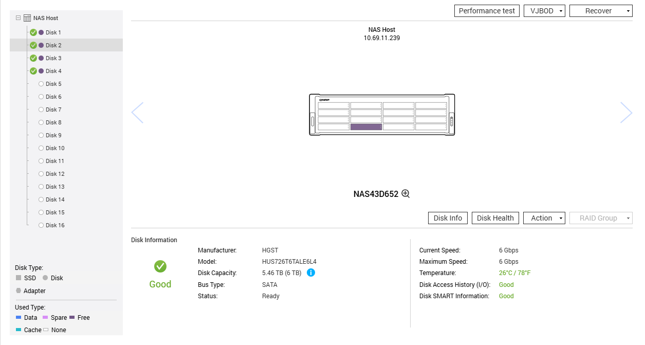 QNAP TS-1683XU-RP NAS Rack, Xeon E-2124, 16GB RAM, 2x6TB & 2x 2TB HDDs