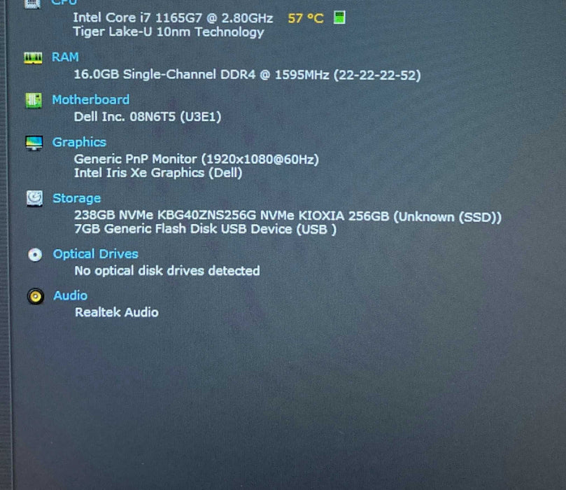Dell Latitude 3520 Core i7-1165G7@2.80GHz 16GB RAM 256GB SSD READ  Lap200