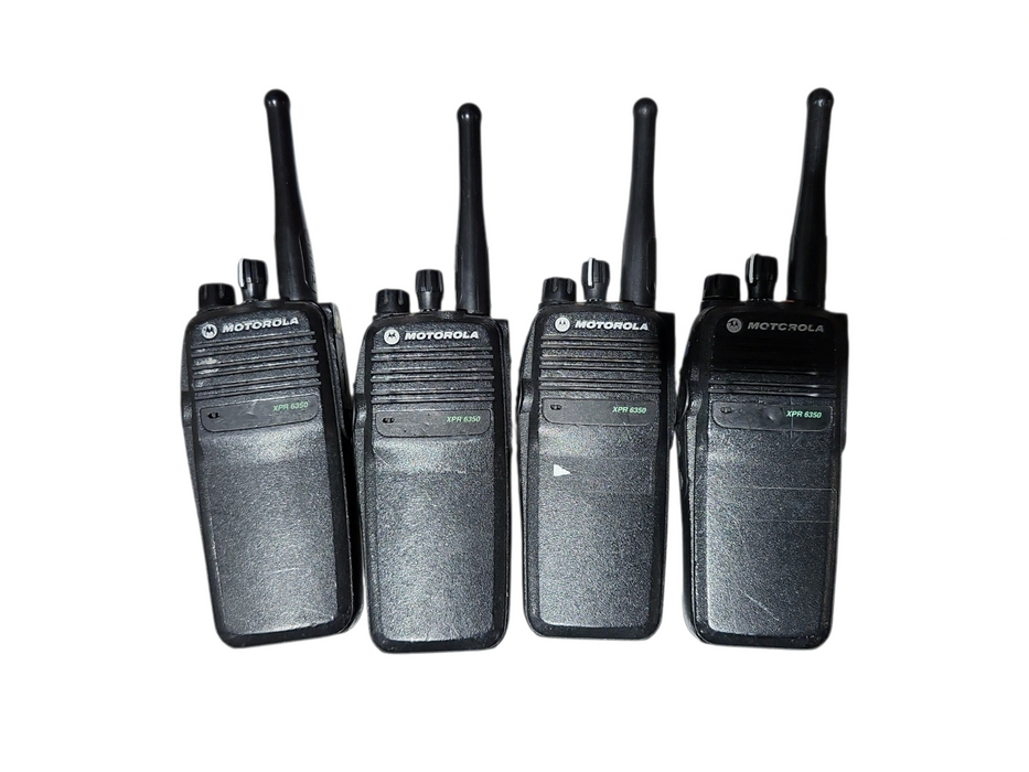 4x Motorola XPR6350 UHF Radio & 3 Charger Dock, No AC Adapter