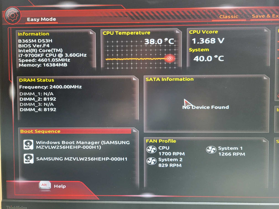 Custom PC GIGABYTE B363M Core i7-9700KF @ 3.60GHz 16GB RAM 256GB NVMe !