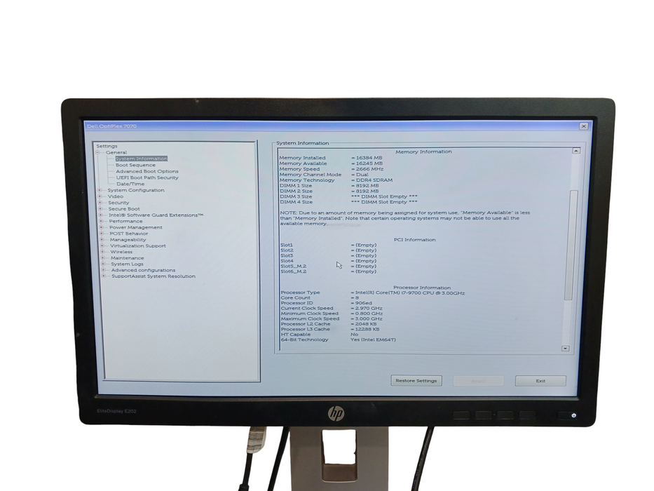 Dell Optiplex 7070 Tower Intel Core i7-9700@3.00Ghz 16GB RAM No HDD Q